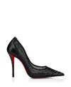 Christian Louboutin Miss Z Degrastrass Perla Mesh Nylon Pumps With Rhinestones In Black