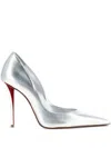 Christian Louboutin Miss Z Pumps In Silver Laminated Nappa Leather Women In Animal Print