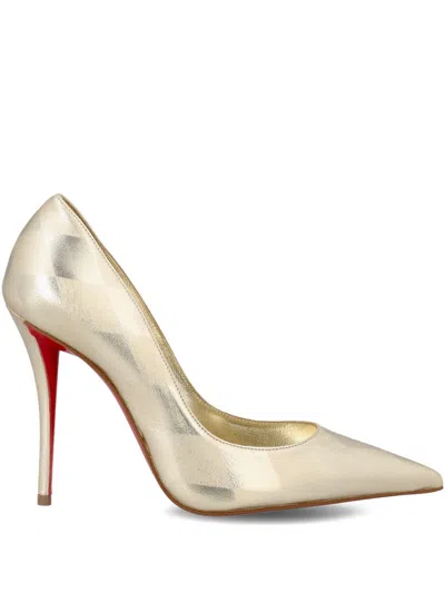 Christian Louboutin Miss Z 100 Leather Heeled Pumps In Gold