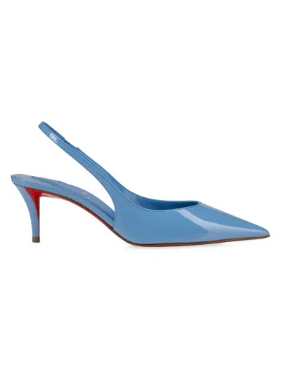 Christian Louboutin Women's Miss Z Patent Calf Leather 60mm Slingback Pumps In Blue