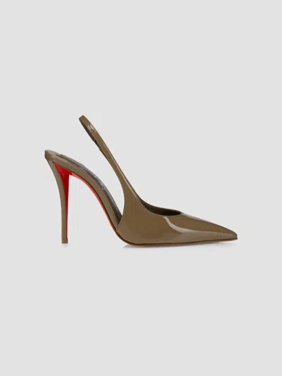 Christian Louboutin Women's Miss Z Patent Leather 100mm Sling Back Pumps In Silex