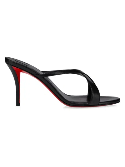 Christian Louboutin 80mm Mulazee Leather Crisscross Mules In Black