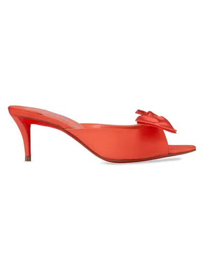 Christian Louboutin Mulazee Taffetas Mules Bow Peep Toe In Red
