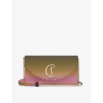 Christian Louboutin Loubi54 Satin And Leather Clutch Bag In Multi/gold