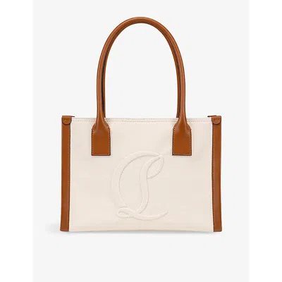 Christian Louboutin Womens Natural By My Side Small Cotton-canvas And Leather Tote Bag In Brown
