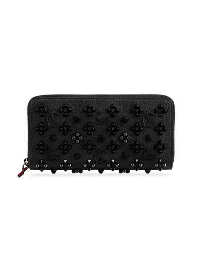 Christian Louboutin Women's Pannettone Spike Leather Wallet In Purple
