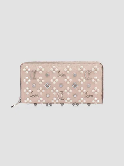 Christian Louboutin Women's Pannettone Spike Leather Wallet In Leche