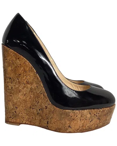 Christian Louboutin Women's Patent Coroclic Cork Wedge Pump (authentic Pre-  Loved)