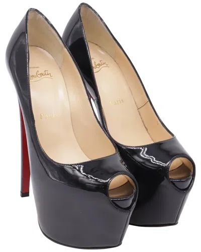 Christian Louboutin Women's Patent Leather Highness Platform Peep-toe Pump  (authentic Pre-loved) In Black