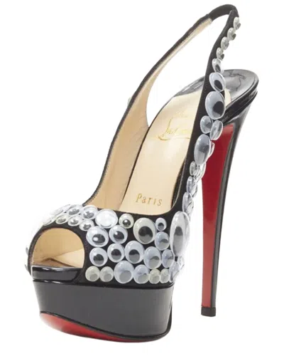 Pre-owned Christian Louboutin Women's Patent Leather Sling Platform (authentic Pre-loved) In Black