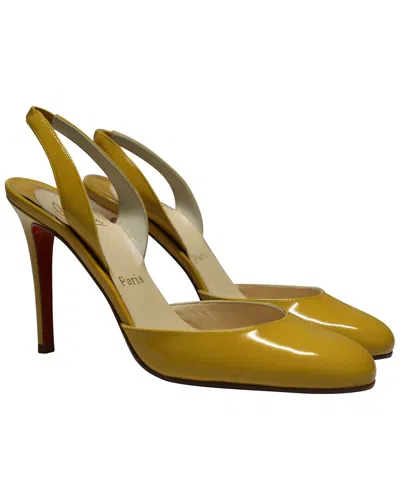 Christian Louboutin Women's Patent Leather Slingback Pump (authentic Pre-loved) In Gold
