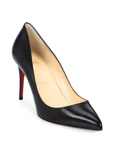 Christian Louboutin Pointed-toe Patent Leather Pumps With Signature Red Sole In Black