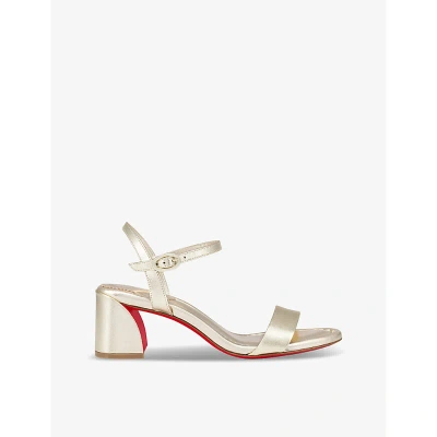 Christian Louboutin Miss Jane Red Sole Ankle-strap Sandals In Platine