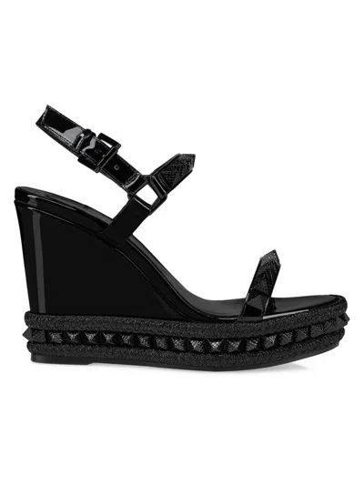 Christian Louboutin Women's Pyraclou 110mm Patent Leather Wedges In Black