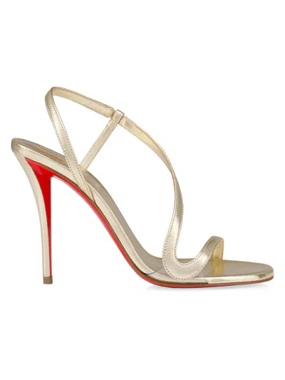 Christian Louboutin Rosa Z Leather Sandals Open Toe Slingback In Silver