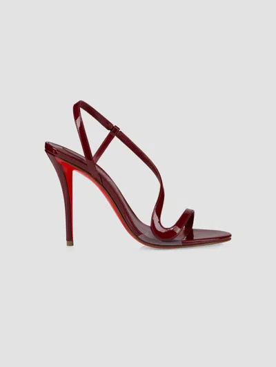 Christian Louboutin Women's Rosa Z Patent Leather 100mm Sandals In Burgundy