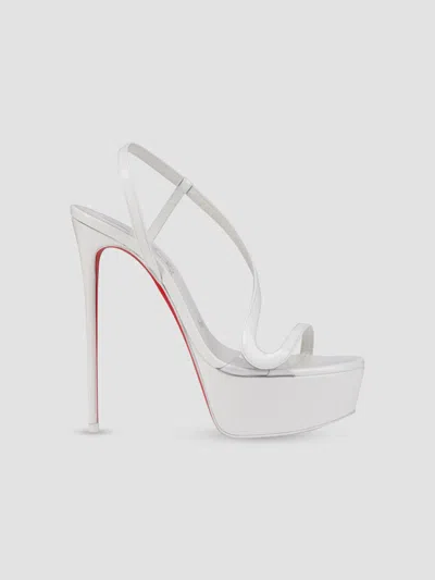Christian Louboutin Women's Rosalie Alta 150mm Patent Leather Platform Sandals In White