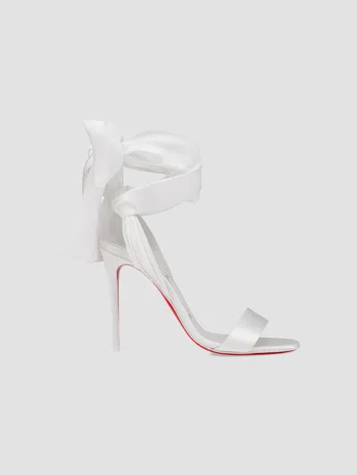 Christian Louboutin Women's Sandale Du Désert 100mm Satin Sandals In White