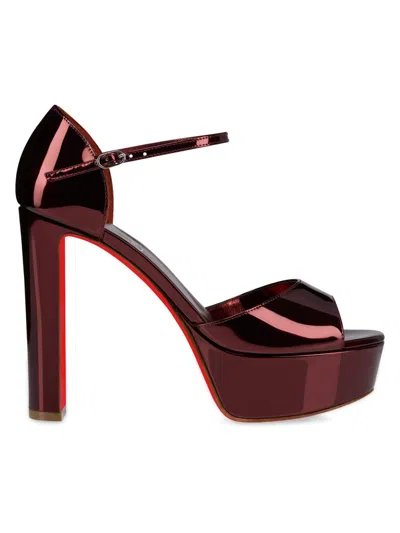 Christian Louboutin Sandaloo 130 Leather Platform Sandal In Burgundy