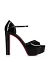 Christian Louboutin Sandaloo 130 Mirrored-leather Platform Sandals In Black