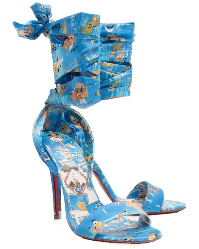 Christian Louboutin Women's Satin Crepe Satin Du Desert 100 Pump (authentic Pre-loved) In Blue