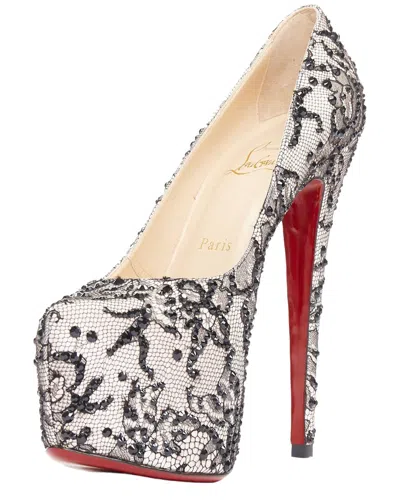 Christian Louboutin Women's Satin Lace Platform (authentic Pre-loved) In Black