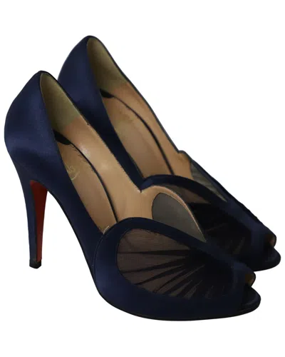 Christian Louboutin Women's Satin Papilipi 100 Pump, Size 37.5 (authentic Pre-  Loved) In Blue
