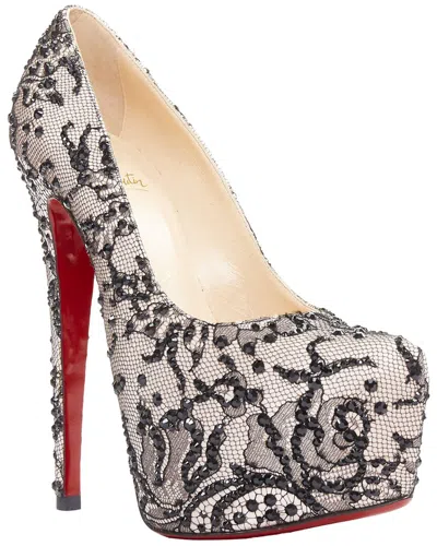 Pre-owned Christian Louboutin Women's Satin Stardust 160 Satin Lace Strass Platform  (authentic Pre-loved)