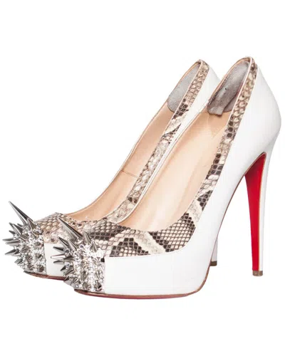 Pre-owned Christian Louboutin Women's Sheep Leather Platform Spike Pump (authentic Pre-loved) In Animal Print