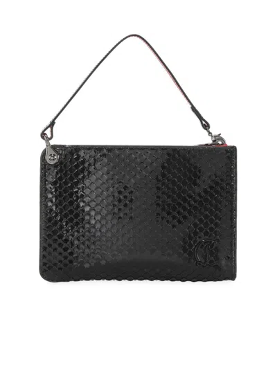 Christian Louboutin Women's Snake Embossed Leather Pouch In Black