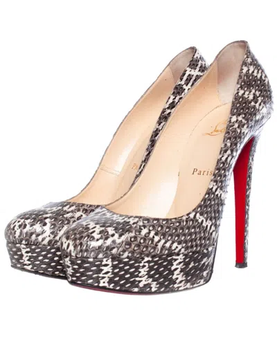 Pre-owned Christian Louboutin Women's Snakeskin Leather Bianca Platform Pump (authentic  Pre-loved) In Gray