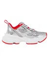 Christian Louboutin So Flo Metallic Leather-trimmed Mesh Sneakers In Silver