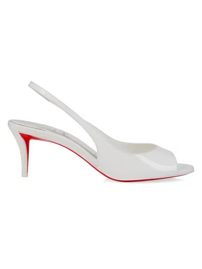 Christian Louboutin 60mm Sofia Z Patent Leather Slingback Pumps In White