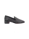Christian Louboutin Spikeasy Studded Red Sole Slip-on Loafers In Black