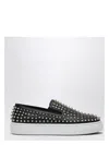 Christian Louboutin Spikeboat Nappa Leather Slip-on Sneakers In Black