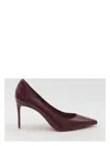 Christian Louboutin Brown Patent Leather Décollette In Red