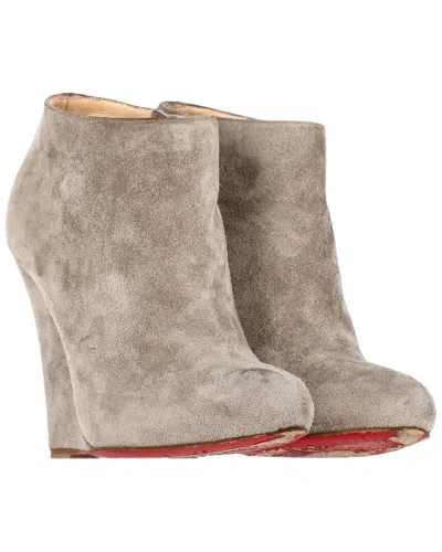 Christian Louboutin Women's Suede Belle Zeppa 100 Wedge Bootie (authentic Pre-  Loved) In Gray