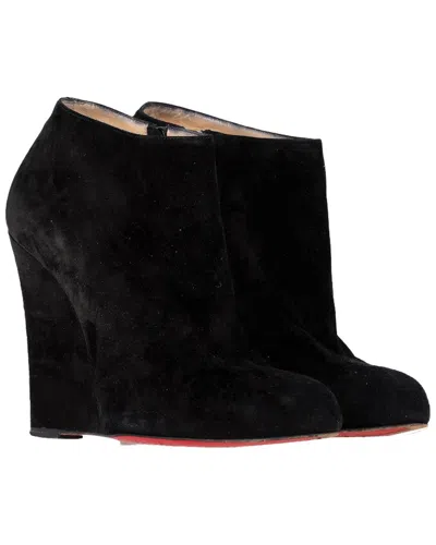 Christian Louboutin Women's Suede Belle Zeppa Wedge Bootie (authentic Pre-  Loved) In Black