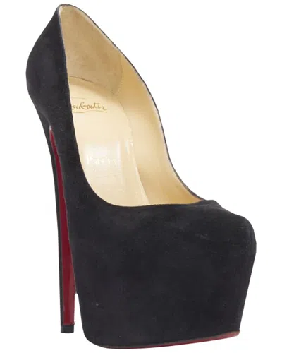 Christian Louboutin Women's Suede Daffodile Suede Almond Toe Platform Pump  (authentic Pre-loved) In Black