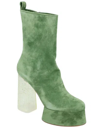 Christian Louboutin Women's Suede Izamayaz Boot In Green