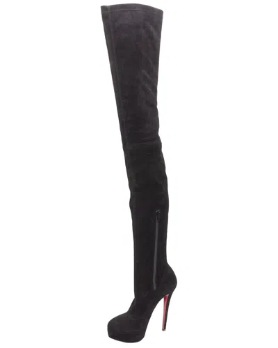 Pre-owned Christian Louboutin Women's Suede Over-the-knee Platform Boot (authentic Pre-  Loved)