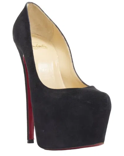 Pre-owned Christian Louboutin Women's Suede Platform Pump (authentic Pre-loved) In Black