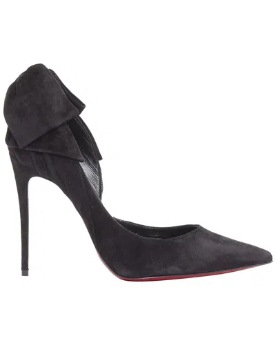 Pre-owned Christian Louboutin Women's Suede Rabakate 100 Veau Velours Bow Stiletto Pump  (authentic Pre-loved)
