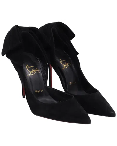 Pre-owned Christian Louboutin Women's Suede Rabakate Bow Pump (authentic Pre-loved)