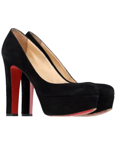 Christian Louboutin Women's Suede Round Toe Chunky Heel Platform Pump  (authentic Pre-loved) In Animal Print