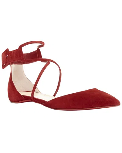 Christian Louboutin Women's Suede Suzanna Flat Veau Velours Carmin Red Suede  Pointy Flat (authentic In Multi