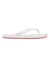 Christian Louboutin Loubi Donna Spike Red Sole Flip Flops In White