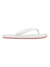 Christian Louboutin Loubi Donna Spike Red Sole Flip Flops In White