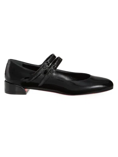 Christian Louboutin Sweet Jane Patent-leather Flats In Black