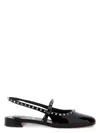 Christian Louboutin Sweet Janispikes Studded Patent-leather Slingback Flats